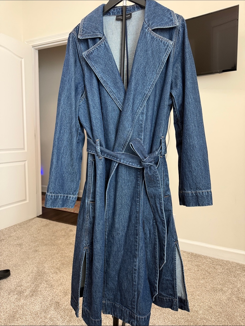 Lane Bryant Blue Denim Trench Coat with Belt